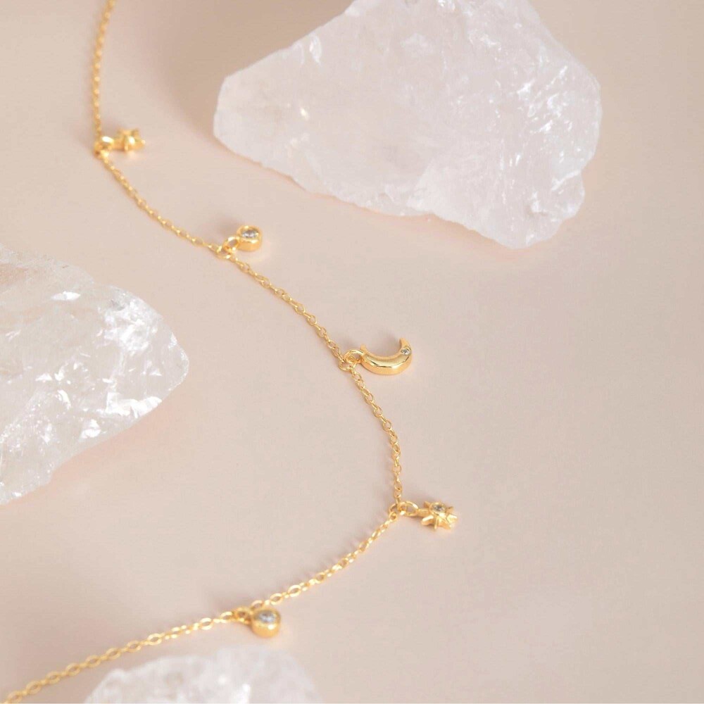 Museori 14k Gold Plated Moon Star Necklace Celestial Layering - Picture 3 of 5